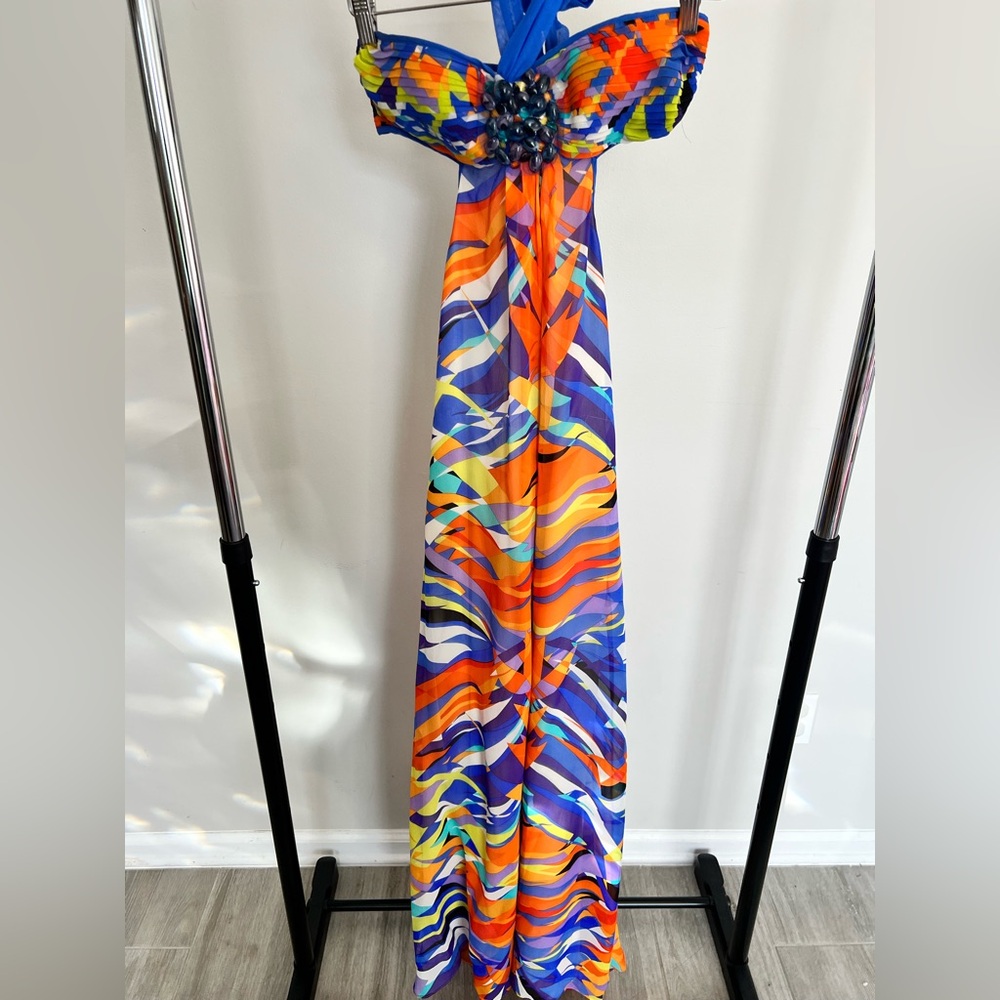 BCBGMaxAzria Multicolor Strapless Maxi Dress